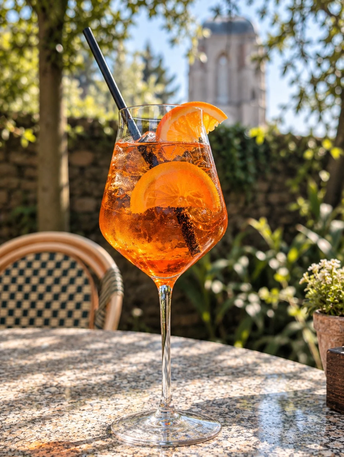 Een spritz met sinaasappel op het terras in Veere